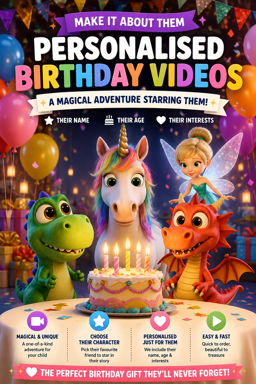 Personalised birthday video characters
