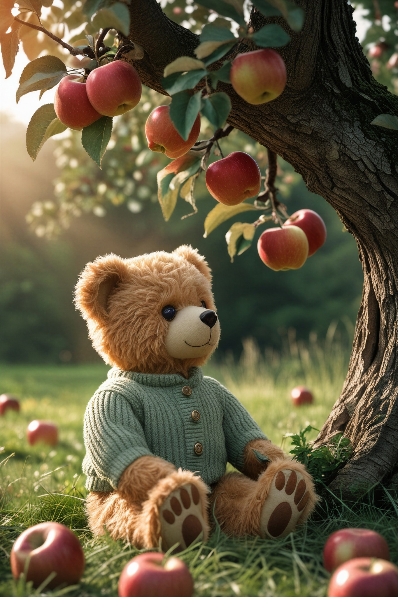 Theodore by an apple tree
