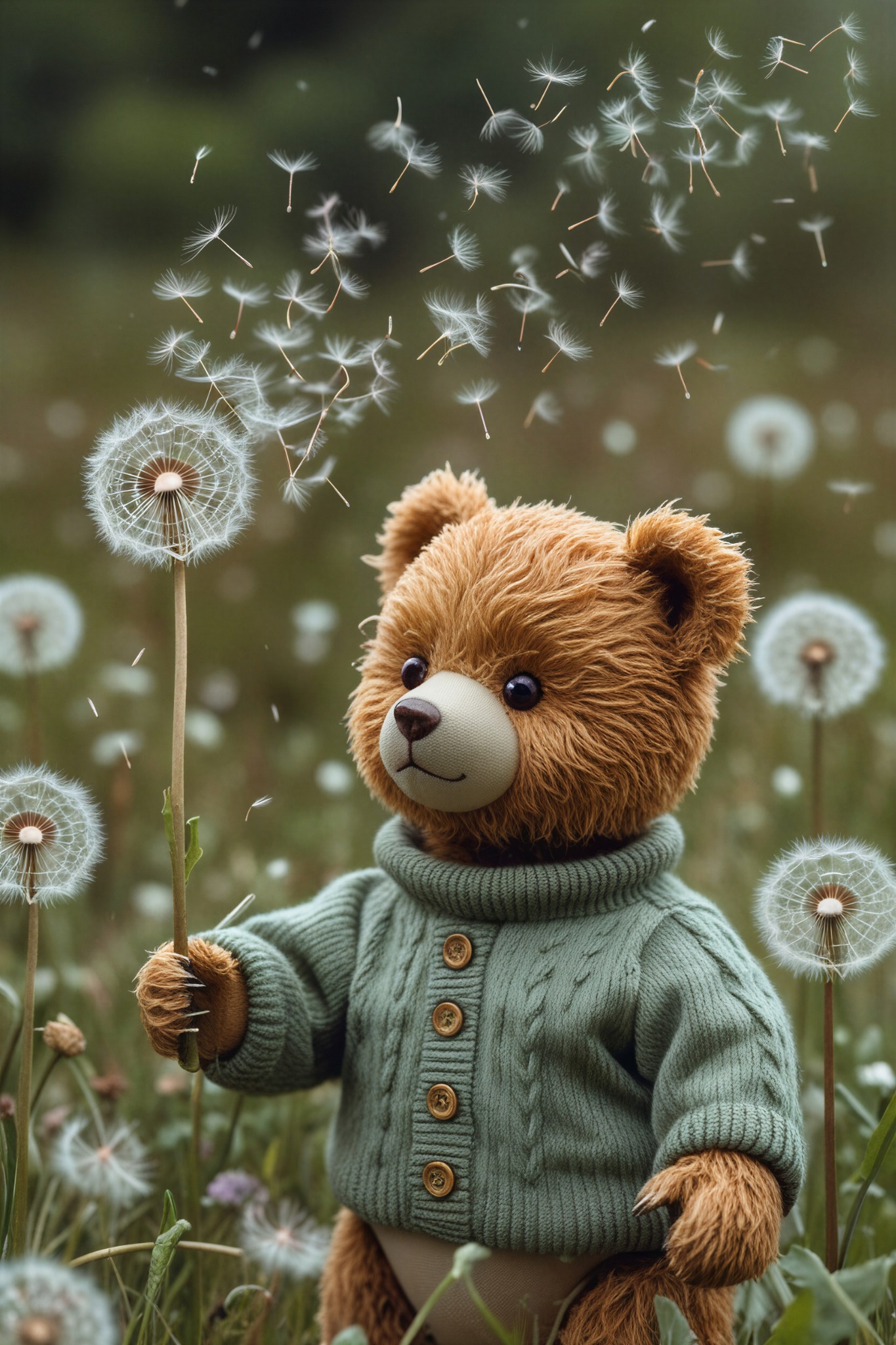 Theodore with a dandelion