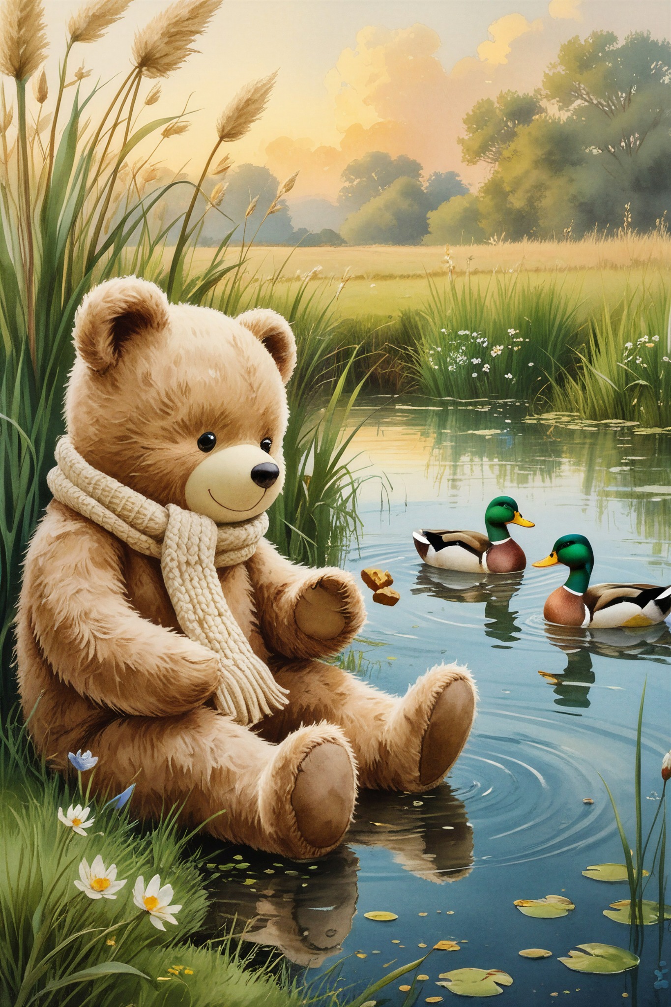 Theodore feeding ducks